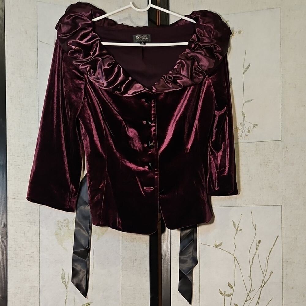 Adrianna Papell Purple Blouse with Three Quarter Sleeves